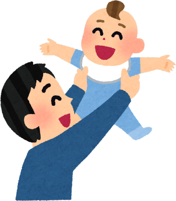 Illustration of Father Playing with His Baby